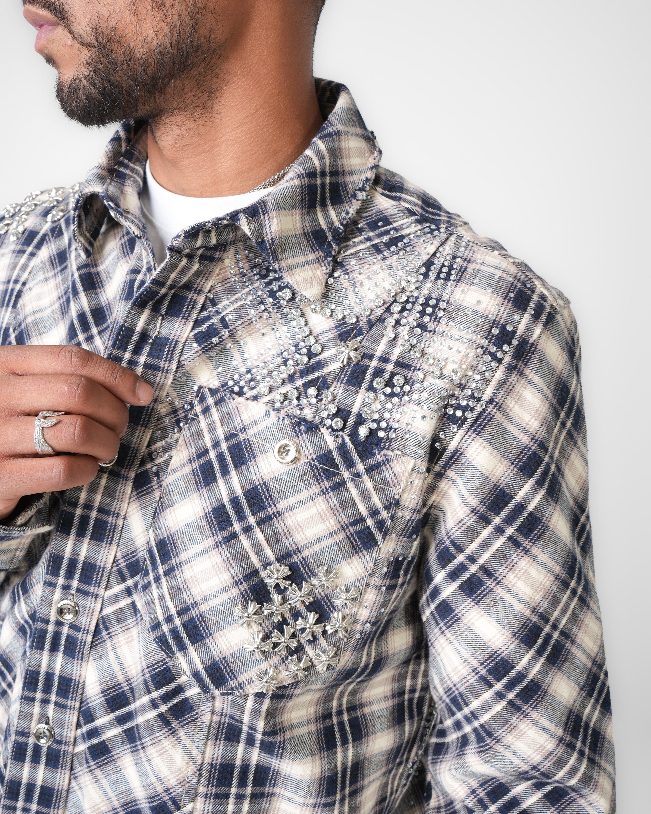 Chrome Stardust Steel Blue Flannel