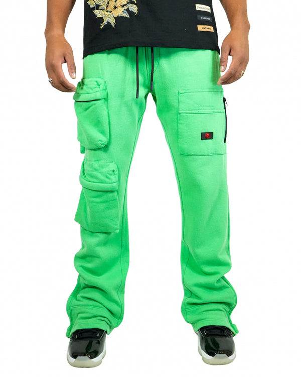 Vandal Green Cargo Semi-Stacked Sweatpants