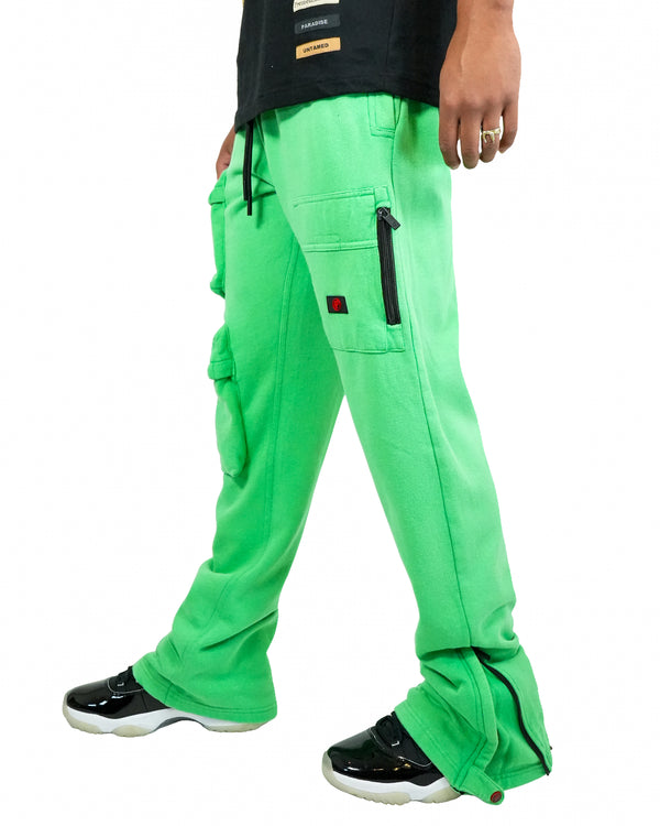 Vandal Green Cargo Semi-Stacked Sweatpants