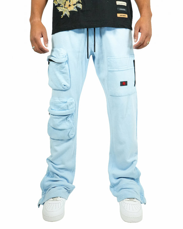 Vandal N.C Blue Cargo Semi-Stacked Sweatpants