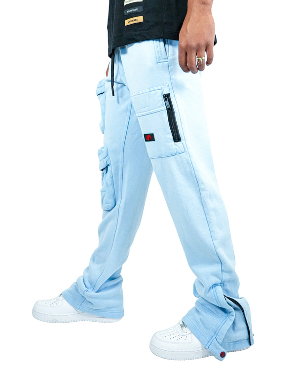 Vandal N.C Blue Cargo Semi-Stacked Sweatpants