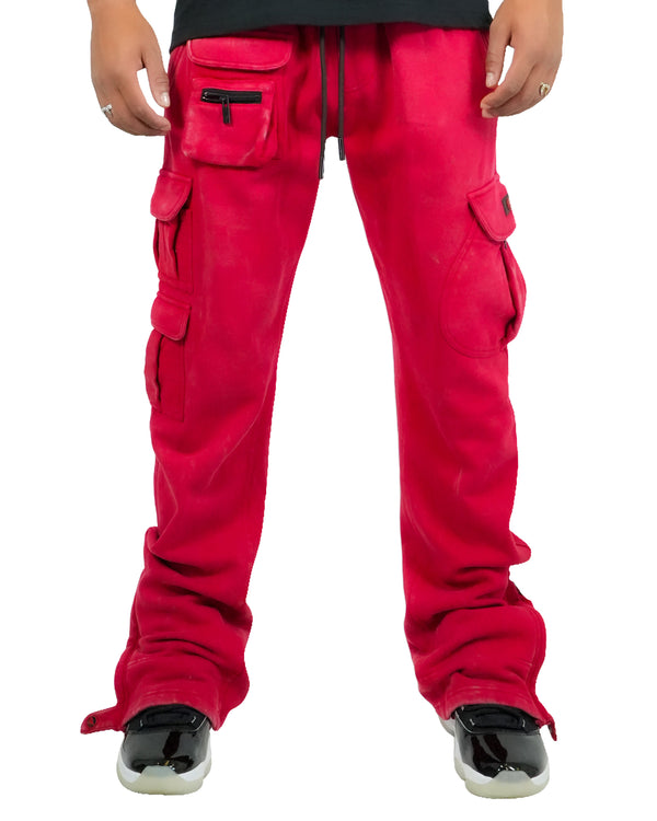 Vandal Red Cargo Semi-Stacked Sweatpants