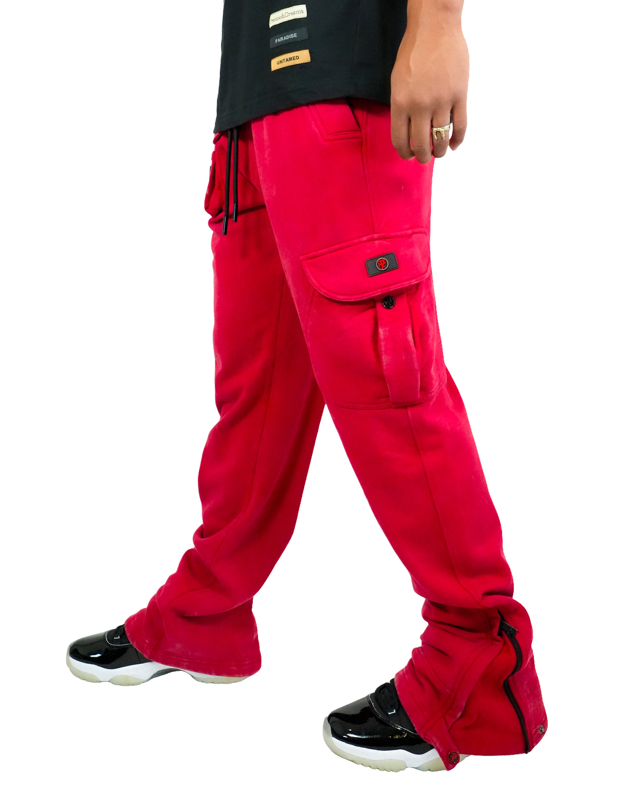 RDS 3D Monogram Cargo Sweat Pants - Athletic Heather/Red