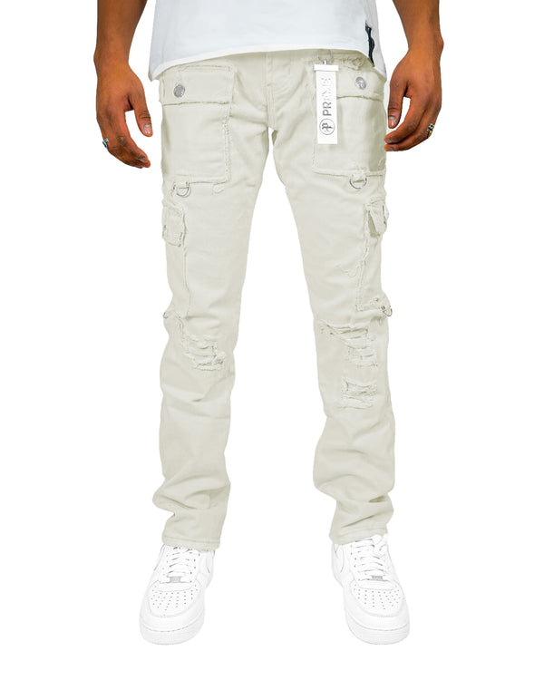 The Nomad Off White Semi-Stacked Cargo Denim Jean