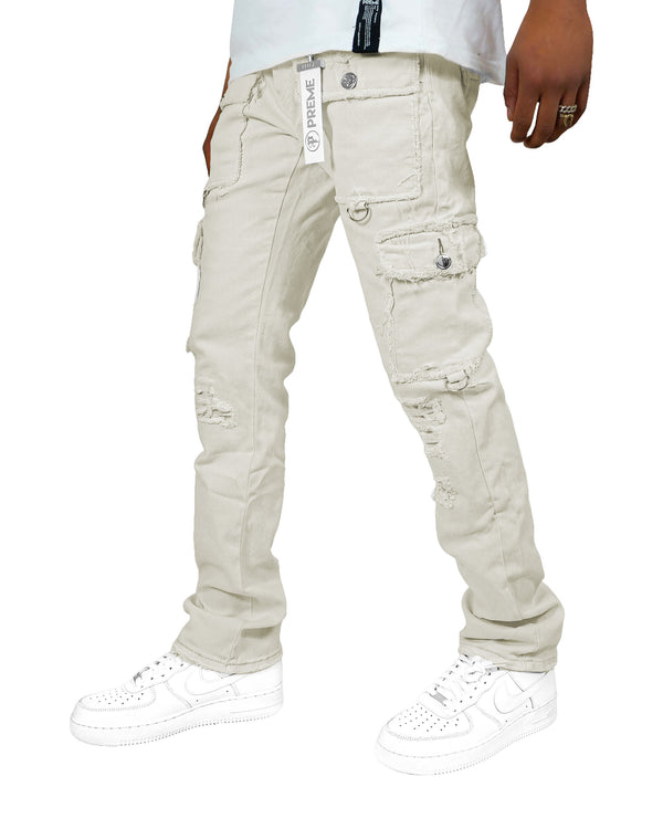 The Nomad Off White Semi-Stacked Cargo Denim Jean