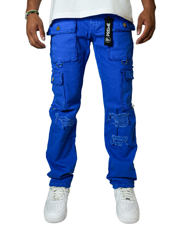 The Nomad Royal Blue Semi-Stacked Cargo Denim Jean