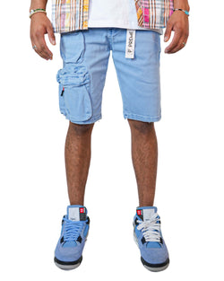The Nomad Powder Blue Stacked Cargo Denim Jean Short