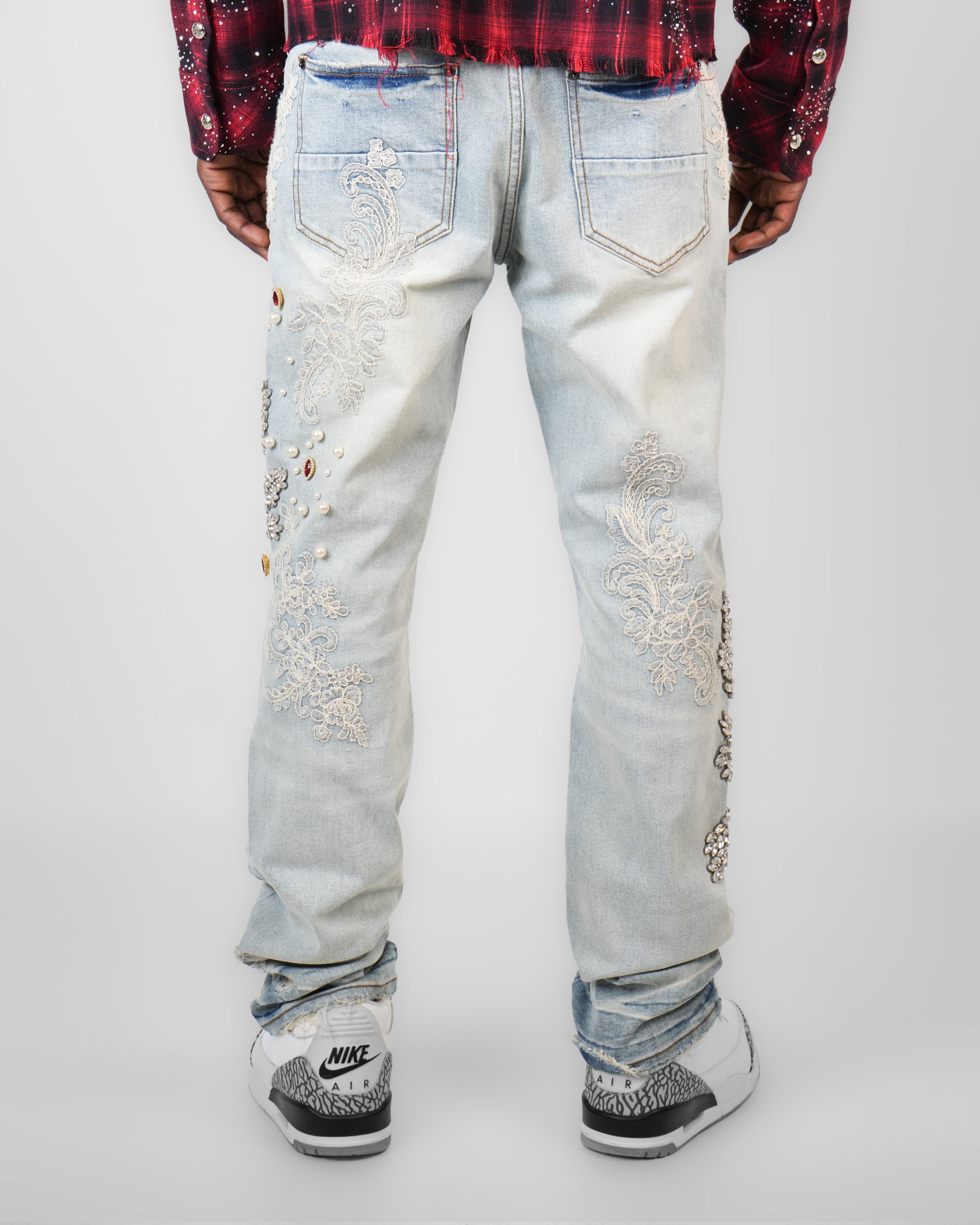 Bloodstone Baroque Crystal Light Indigo Denim Jean