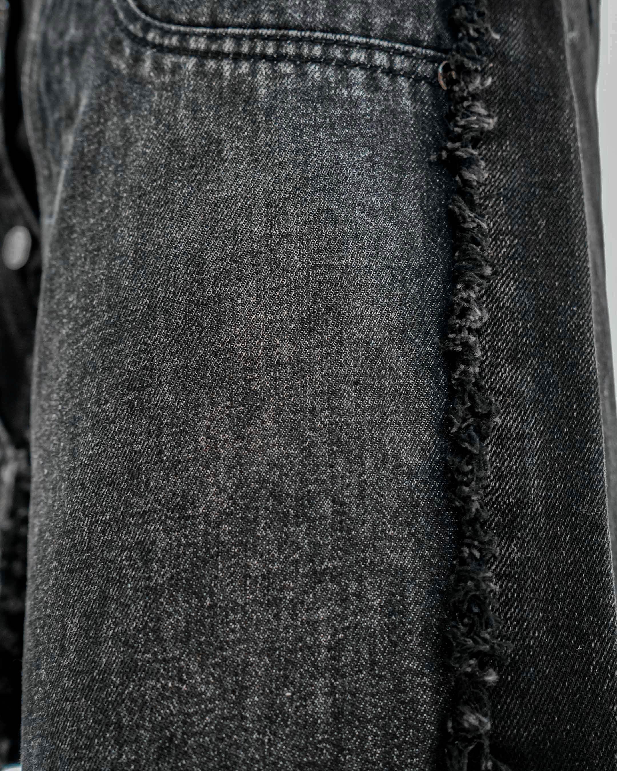 TripleCross Wasitband Black Denim Shorts