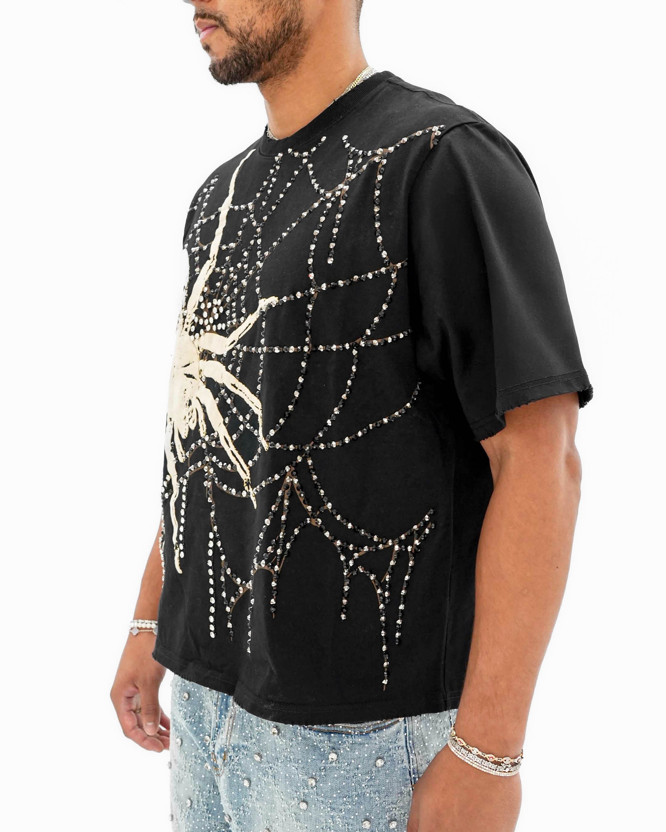 Venom Trap Stoned Cropped Black T-Shirt