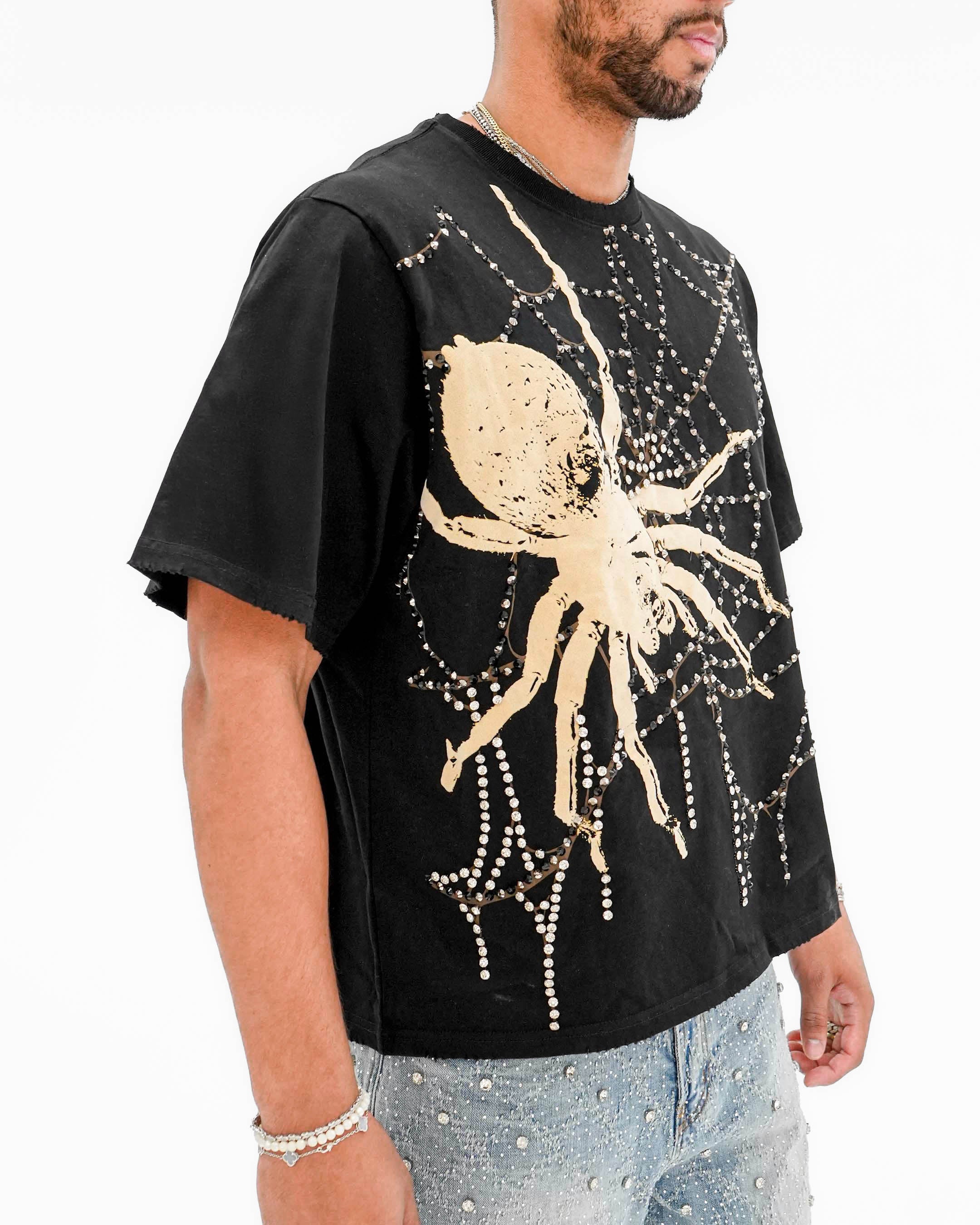 Venom Trap Stoned Cropped Black T-Shirt