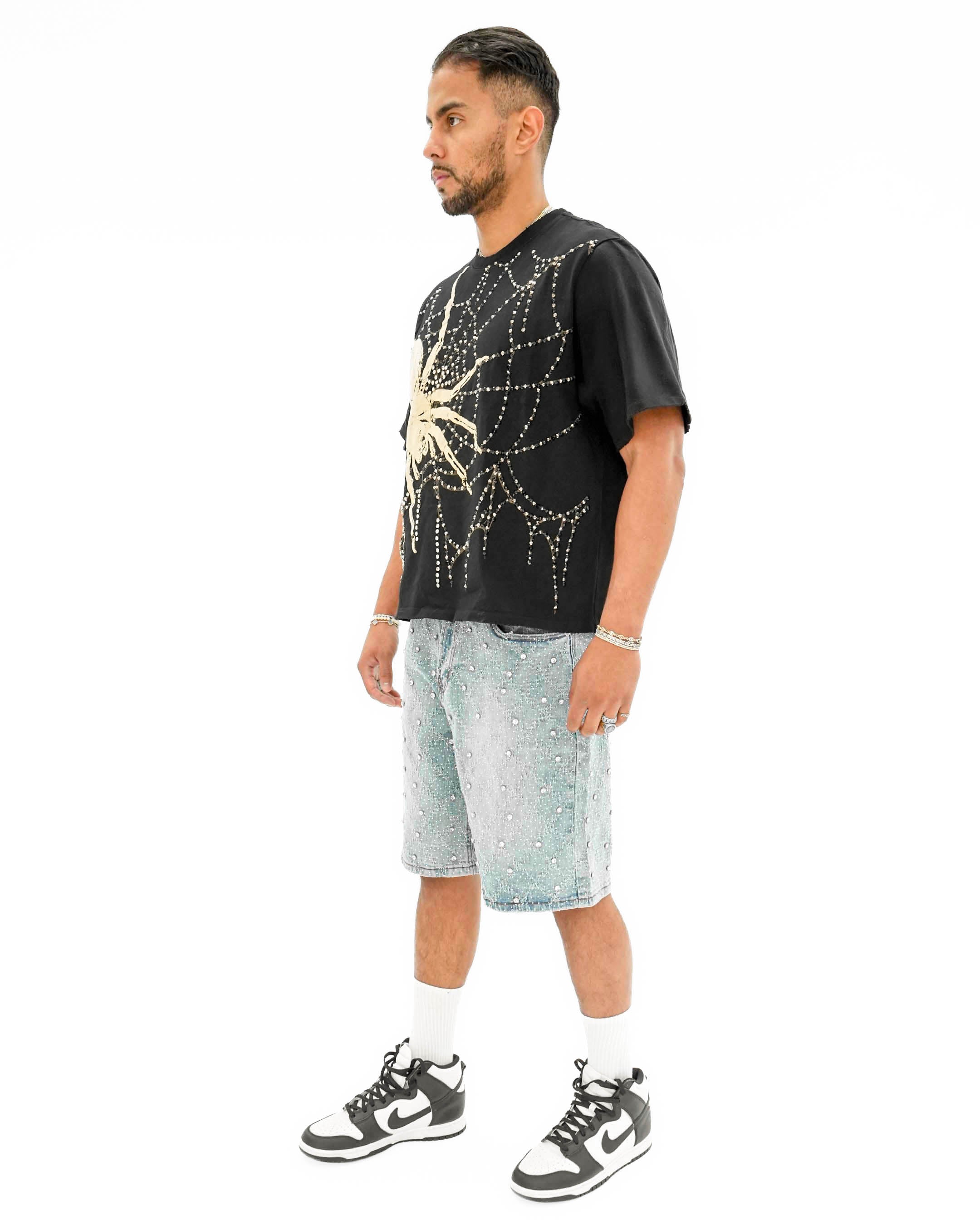 Venom Trap Stoned Cropped Black T-Shirt