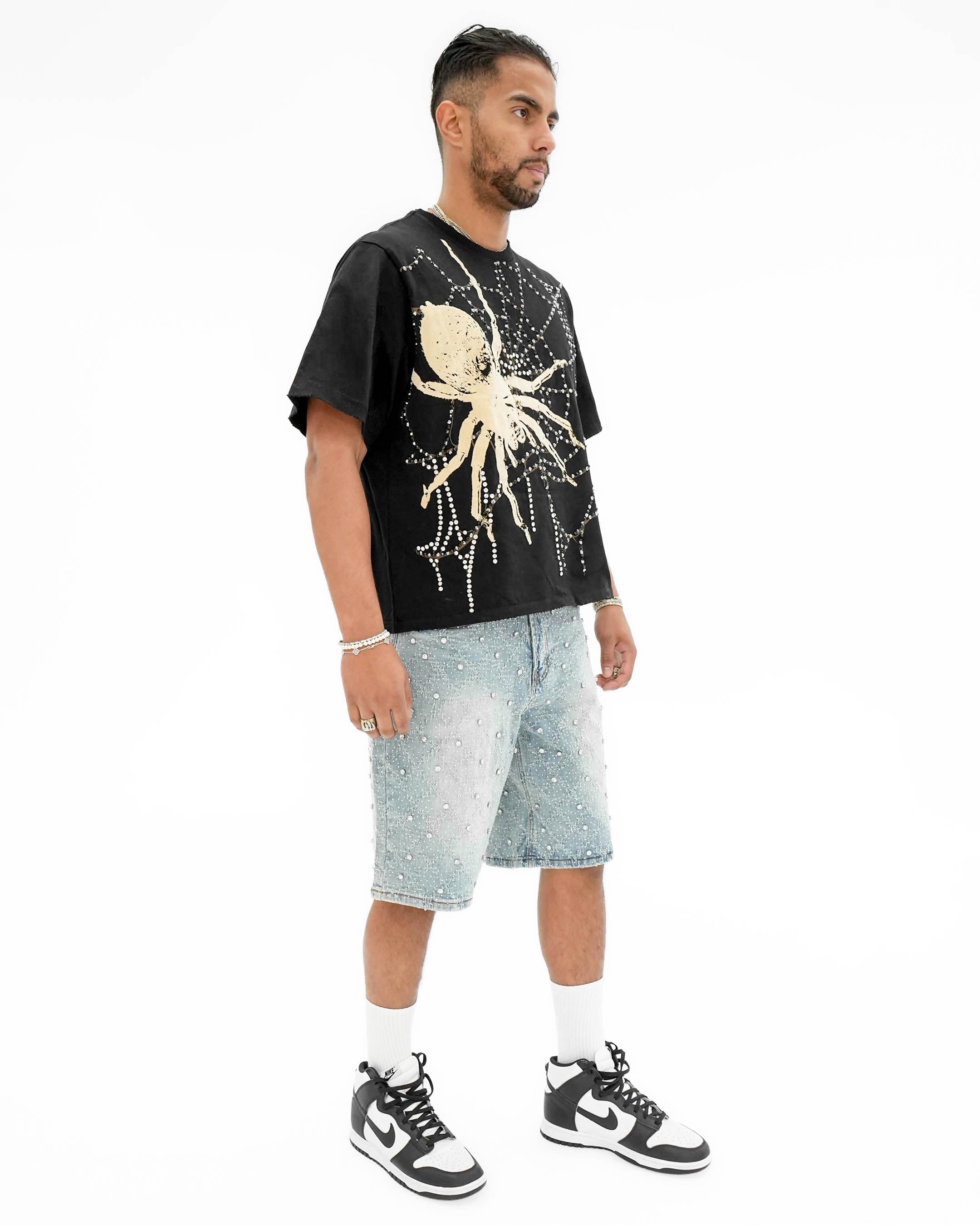 Venom Trap Stoned Cropped Black T-Shirt