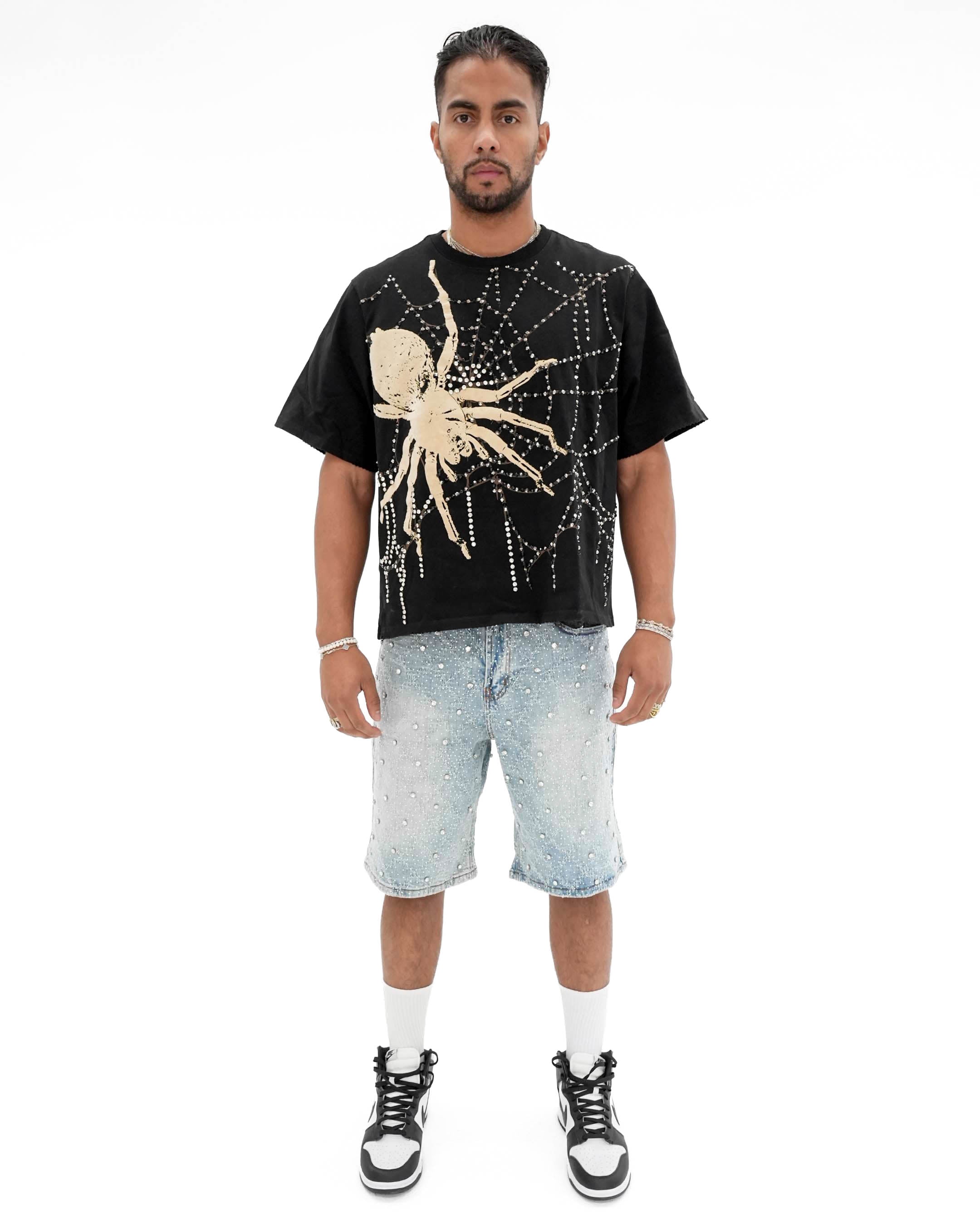 Venom Trap Stoned Cropped Black T-Shirt