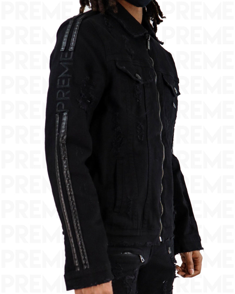 Affinity Midnight Striped Black Denim Jacket - PREME USA