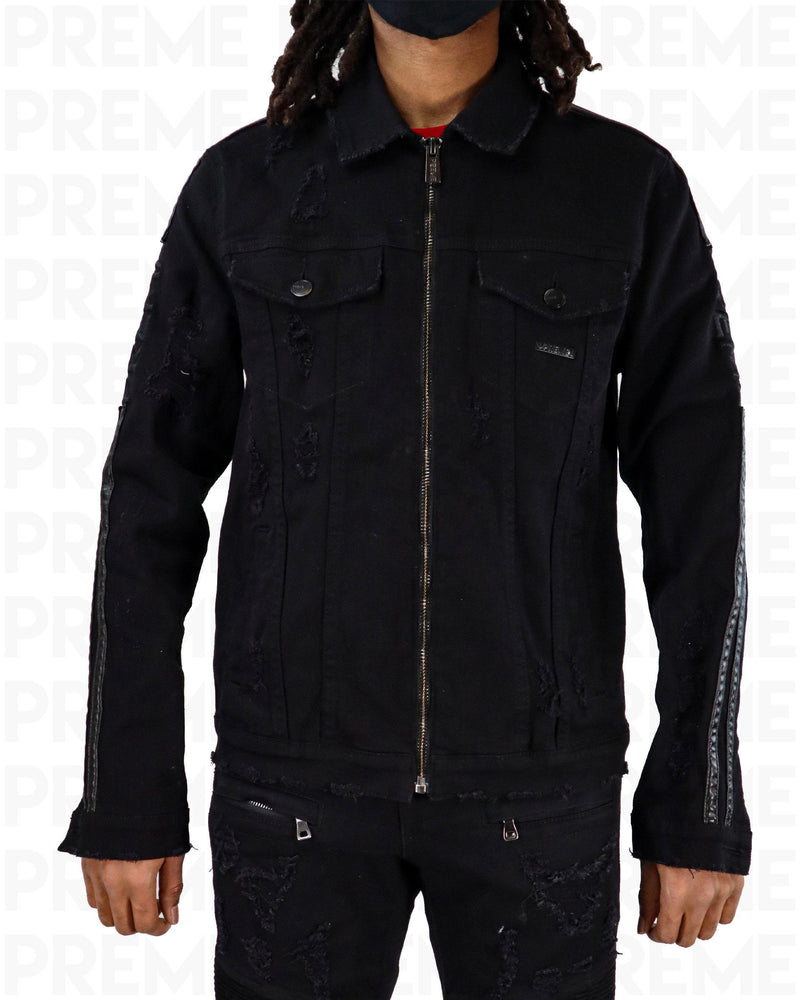 Affinity Midnight Striped Black Denim Jacket - PREME USA