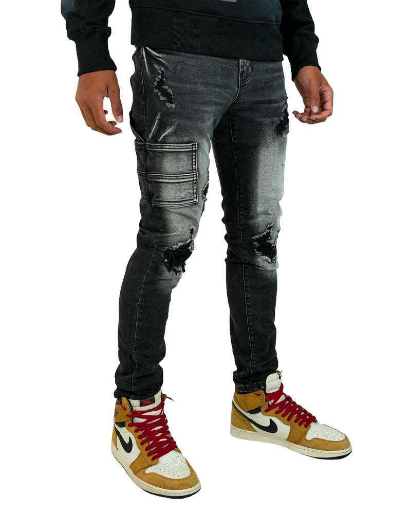 Cassian Black Flare Denim Jean