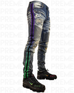 Eldredge Indigo Purple/Green Gradient Stripe Jean - PREME USA