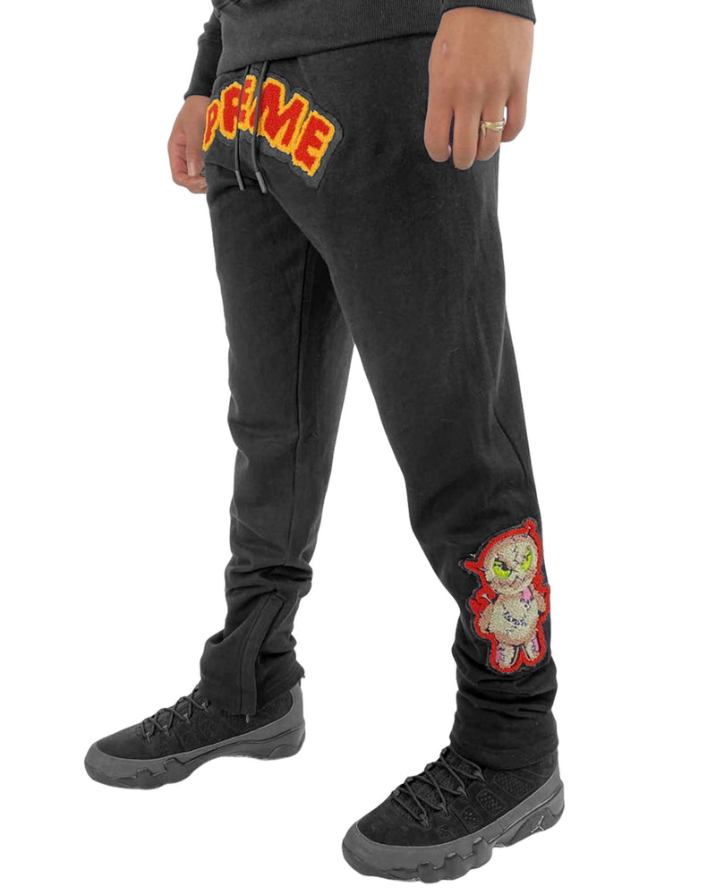 Stitch Voodoo Doll Chenille Black Knit Hoodie & Sweatpants Set