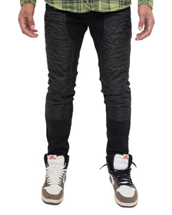 Eythor Quilted Padded Black Denim Jean