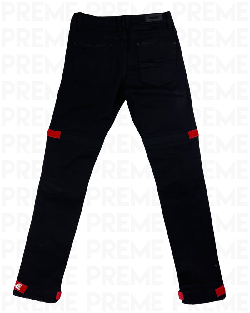 Velcro Strapped Buffalo Black Denim Jean