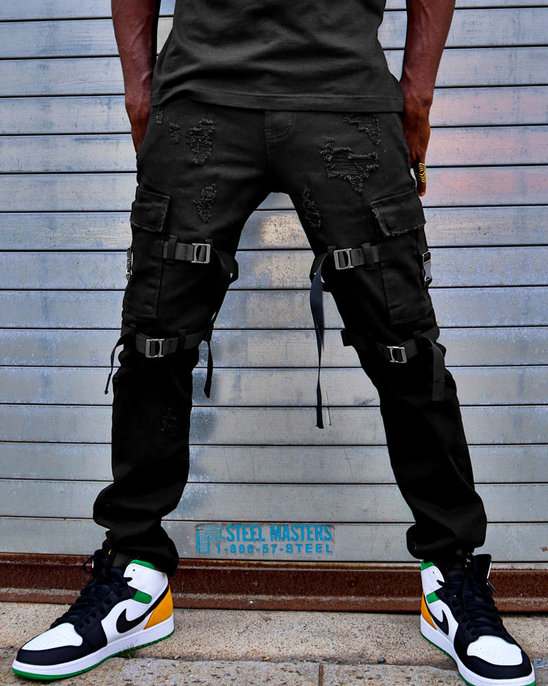 PREME Double Buckle Black Denim Jean