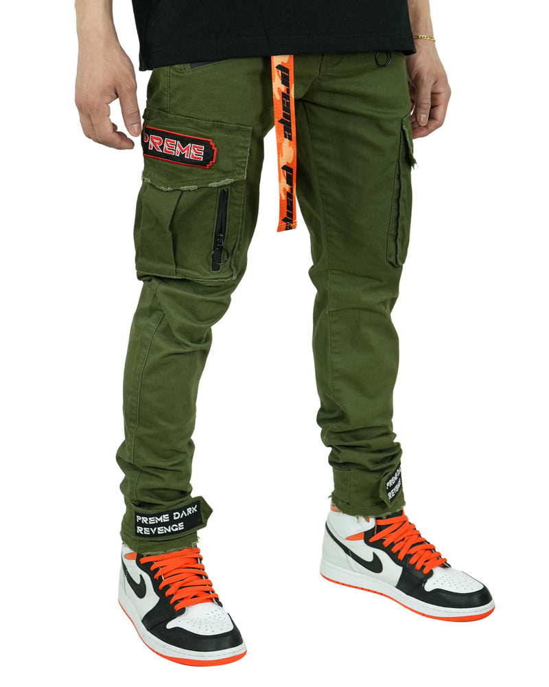 PREME Dark Revenge Strapped Cargo Olive Twill Jean