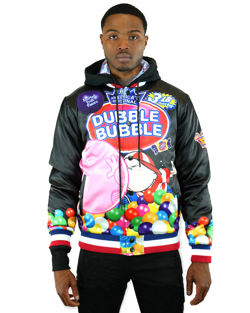Dubble Bubble® Varsity Satin Black Jacket