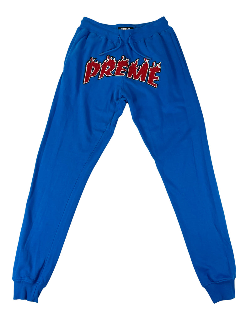 PREME BLAZE Chenille Blue Hoodie & Sweatpants Set