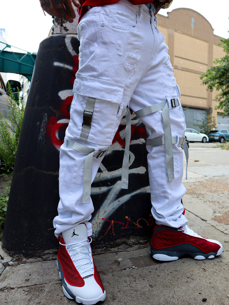 PREME Double Buckle White Denim Jean
