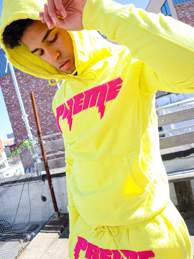 PREME Thunder Chenille Neon Yellow Hoodie & Sweatpants Set - PREME USA